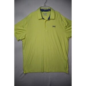 Golf Shirt Under Armour HeatGear Mens 2XL Polo Shirt Yellow Short‎ Sleeve Loose